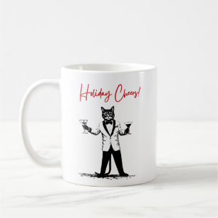 Holiday Cheers! Cat In Tuxedo Offering a Toast Coffee Mug