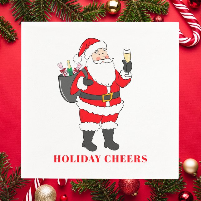 Holiday Cheers Christmas Santa Champagne Napkin (Creator Uploaded)