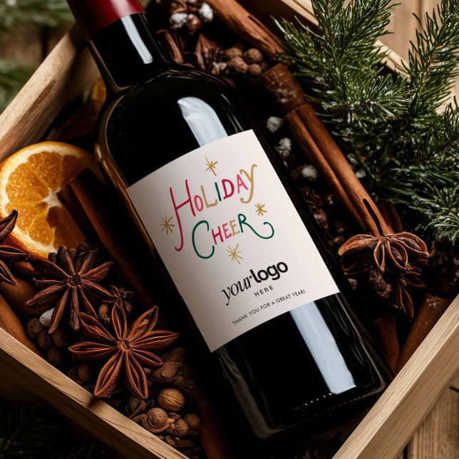 Holiday Cheers Corporate Wine Bottle Label (Custom Corporate Holiday Wine Label Gift)