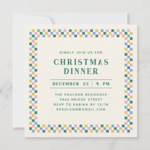 Holiday Chequerboard Party Invitation - Teal