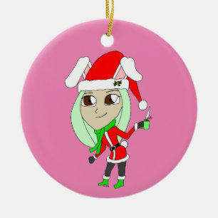 holiday chibi bunnygirl ceramic ornament