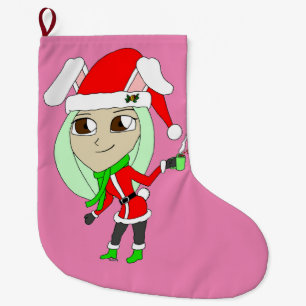 holiday chibi bunnygirl large christmas stocking