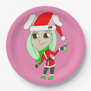 holiday chibi bunnygirl paper plate