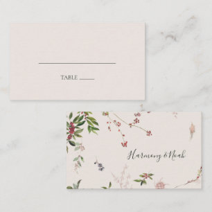 Holiday Chic Botanical Champagne Flat Wedding Place Card