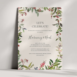 Holiday Chic Botanical Champagne Let's Celebrate Invitation