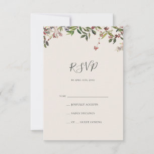 Holiday Chic Botanical Champagne RSVP Card