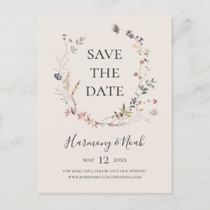 Holiday Chic Botanical   Champagne Save The Date Invitation Postcard