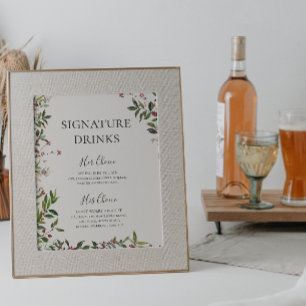 Holiday Chic Botanical Champagne Signature Drinks Poster
