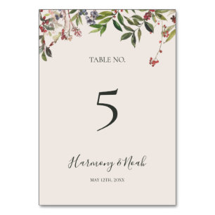 Holiday Chic Botanical   Champagne Table Number