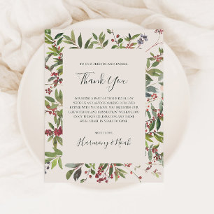 Holiday Chic Botanical Champagne Thank You Card