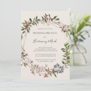 Holiday Chic Botanical Champagne Wedding Brunch Invitation