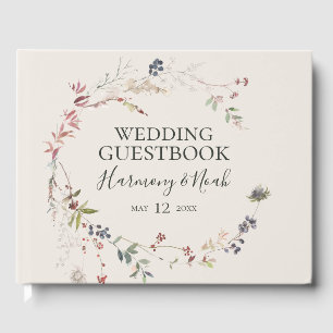 Holiday Chic Botanical   Champagne Wedding Guest Book