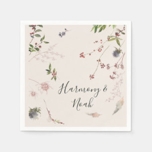 Holiday Chic Botanical   Champagne Wedding Napkins