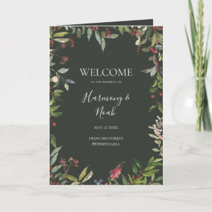 Holiday Chic Botanical Dark Green Folded Wedding Program