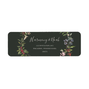 Holiday Chic Botanical   Dark Green Return Address Label