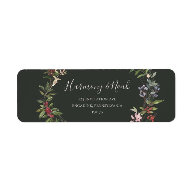 Holiday Chic Botanical | Dark Green Return Address Label (Front)