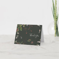 Holiday Chic Botanical | Dark Green Thank You Card