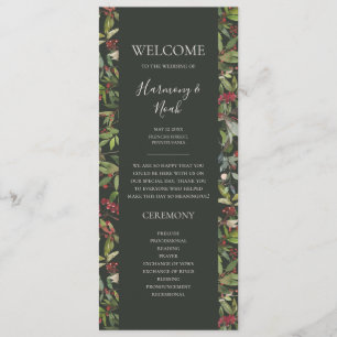 Holiday Chic Botanical Dark Green Wedding Program