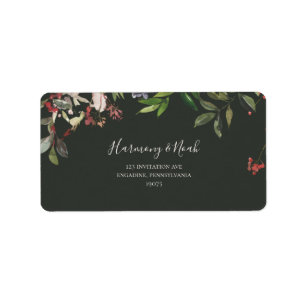 Holiday Chic Botanical Green RSVP Address labels