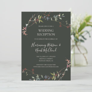 Holiday Chic Botanical Green Wedding Reception Invitation