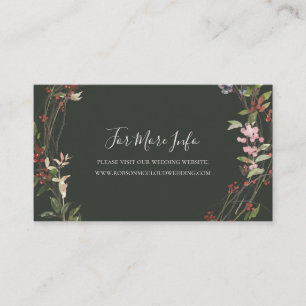 Holiday Chic Botanical Green Wedding Website Enclosure Card