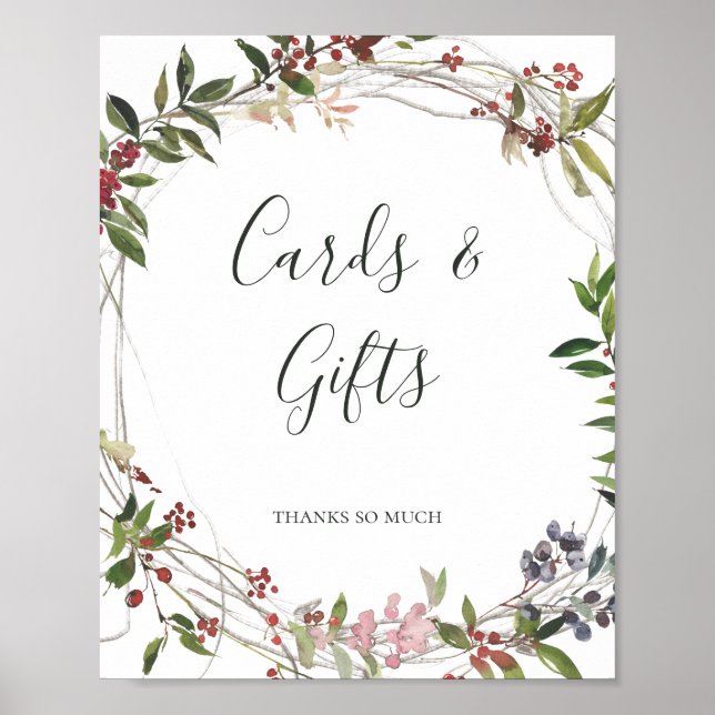 Holiday Chic Botanical | White Cards and Gifts Poster (Front)
