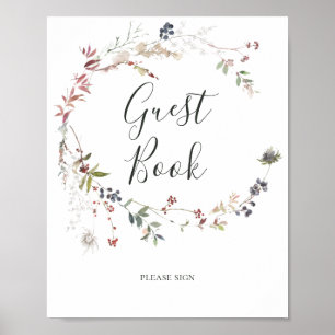 Holiday Chic Botanical white Guest Book Sign