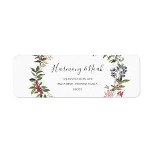 Holiday Chic Botanical   White Return Address Label
