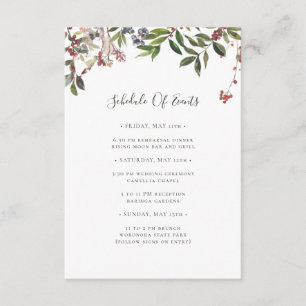 Holiday Chic Botanical White Schedule of Events Enclosure Card