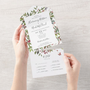 Holiday Chic Botanical   White Seal And Send All In One Invitation