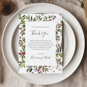 Holiday Chic Botanical   White Thank You Card