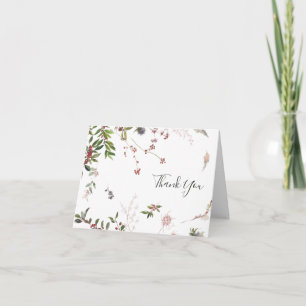 Holiday Chic Botanical   White Thank You Card