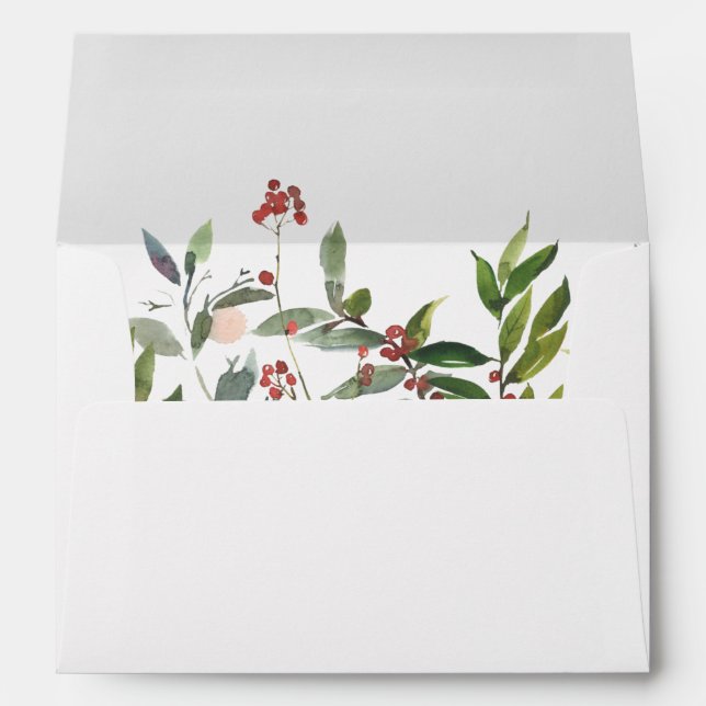 Holiday Chic Botanical | White wedding invitation Envelope (Back (Bottom))