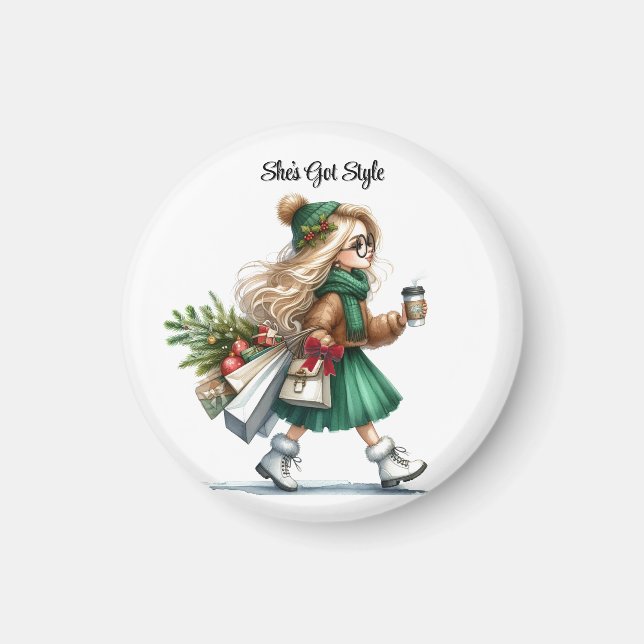 Holiday Chic Stylish Blonde Fashion Personalised  Magnet (Front)