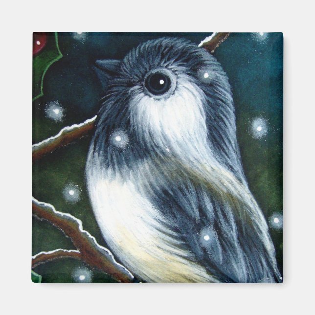 HOLIDAY CHICKADEE WITH SNOW Magnet (Front)