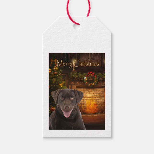 Holiday Chocolate Lab Gift Tags (Front)