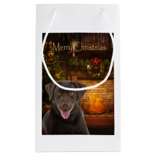 Holiday Chocolate Lab Small Gift Bag