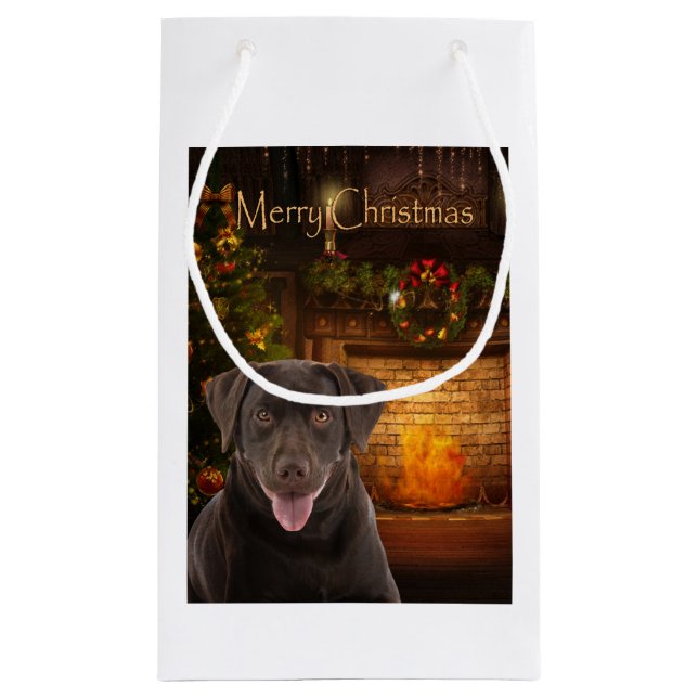 Holiday Chocolate Lab Small Gift Bag (Back)