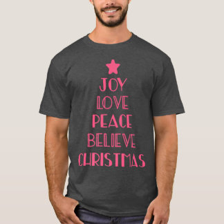 Holiday Christian Christmas Tree Joy Love Peace Be T-Shirt