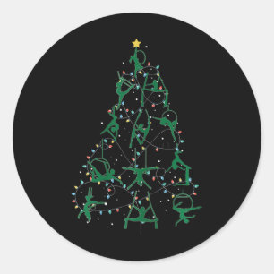 Holiday Christmas Aerial Tree Classic Round Sticker