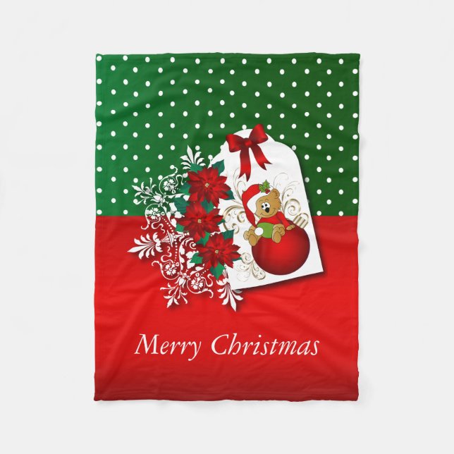 Holiday Christmas Bear Fleece Blanket (Front)