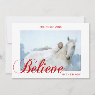 Holiday Christmas BELIEVE in the Magic Red   PHOTO Card