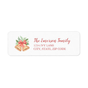 Holiday Christmas Bells Greenery Return Address Label