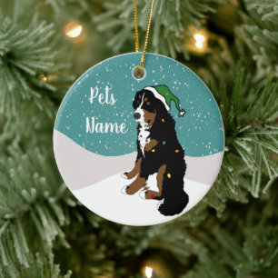 Holiday Christmas Bernese Mountain Dog Ceramic Orn Ceramic Ornament