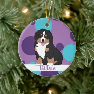 Holiday Christmas Bernese Mountain Dog Ceramic Ornament