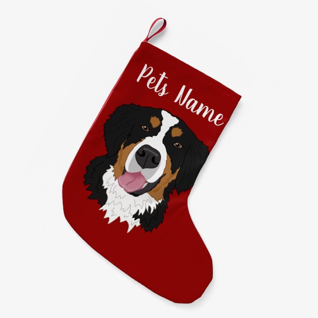 Holiday Christmas Bernese Mountain Dog   Small Christmas Stocking (Front (Hanging))
