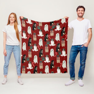 Holiday Christmas Big Dogs Fleece Blanket