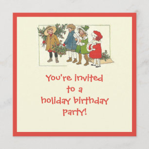 Holiday, Christmas birthday party invitation