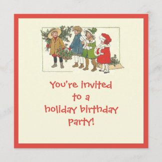 Holiday, Christmas birthday party invitation