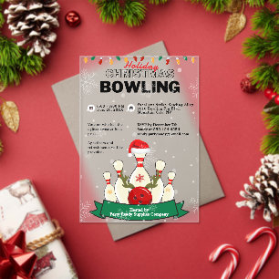 Holiday Christmas Bowling Snow Party Acrylic Invitations
